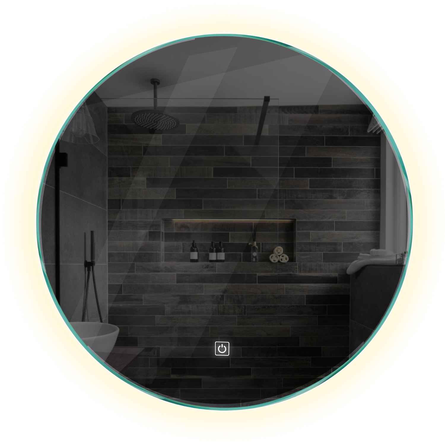 Oglinda LED rotunda cu lumina LED neutra Gama Ambient Model 1 cu buton touch - Reyze (BF)